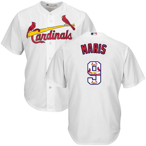 Cardinals #9 Roger Maris White Team Logo Fashion Stitched MLB Jersey - Click Image to Close